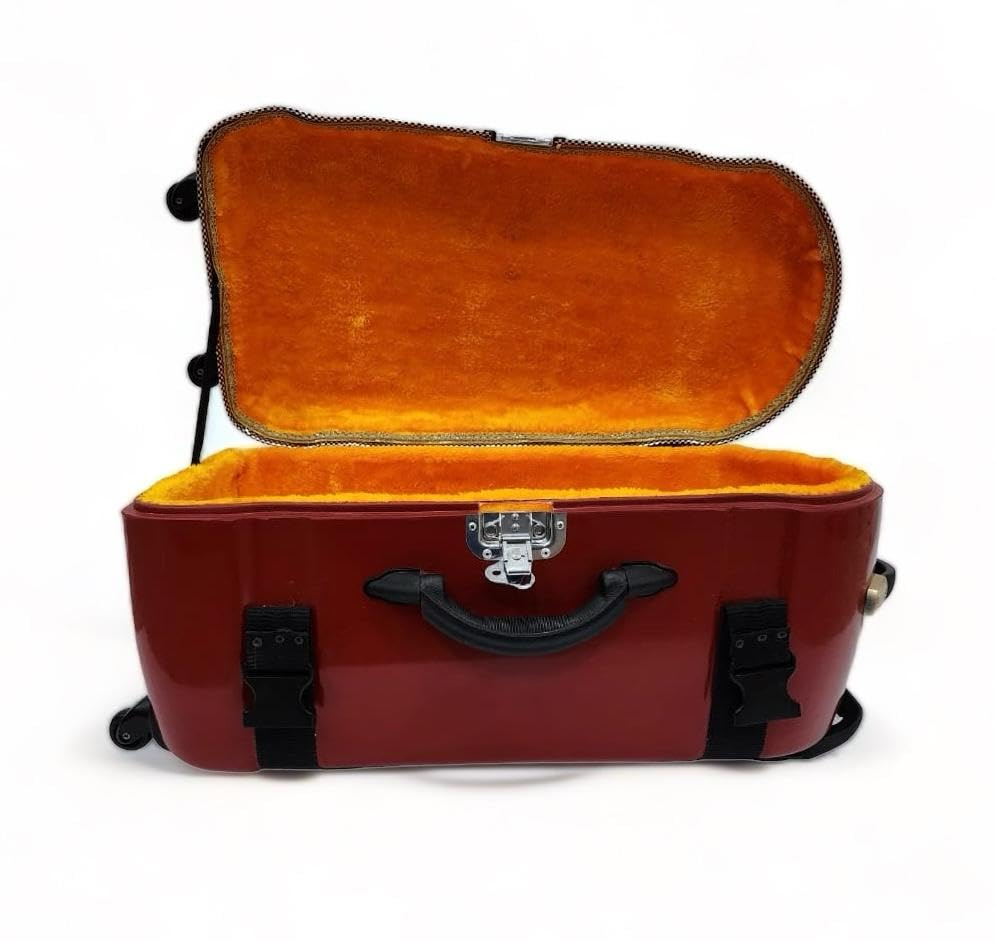 Image of Tabla Fiberglass Case With Trolley And 360� Wheels For One Tabla And One Bayan (CHERRY MAROON)