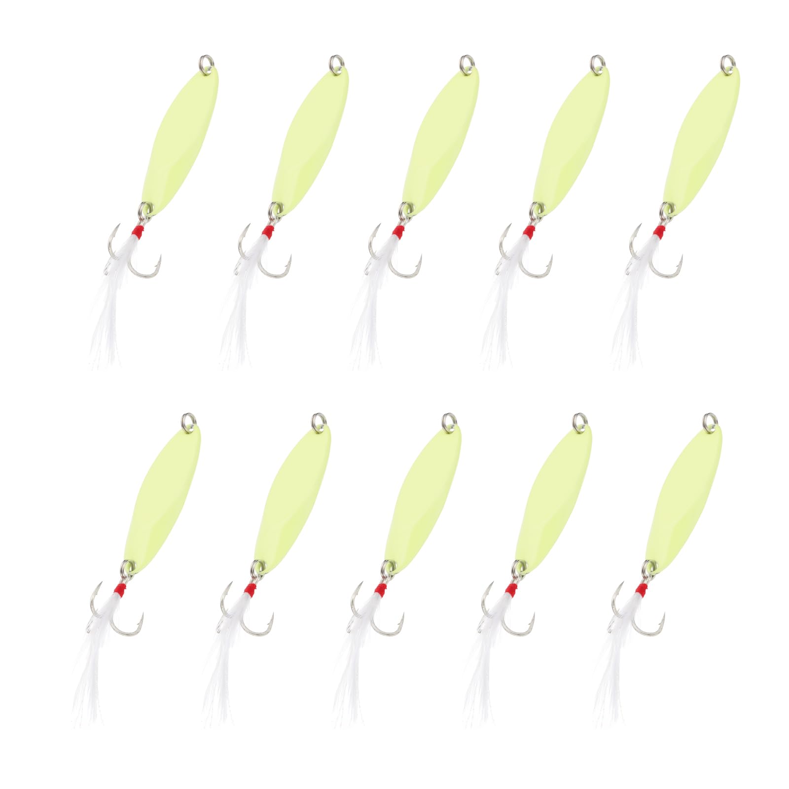 PATIKIL Fishing Spoons, 10 Pcs 1/2 oz Fishing Lures Casting Spoon Treble Hooks Jigs Hard Metal Spinner Baits for Freshwater Saltwater Salmon, Yellow