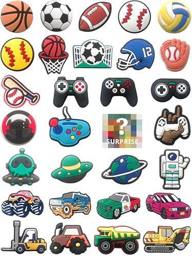 Sports Car and Video Game Shoe Charms for Boys and Girls : 30 PCS Decoration Pins for Clogs - Shoe Accessories - Party Favors & Holiday Gifts