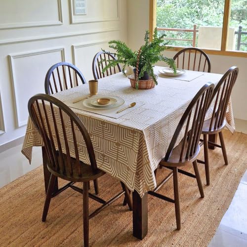 Image of THE YARD HOUSE Wipeable & Anti-Slip Cotton Table Cover for Family Dining, Party. Protects Against Spills, Scratches, Damages (Shifting Sands, 48X72 inch (Rectangle))