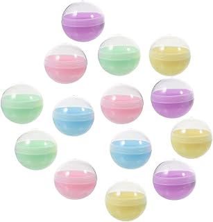Cabilock 15個入りバルクガムボールカプセル：100mmの空のプラスチック製円形容器（自動販売機用） - DIYクラフト用品、イースターエッグ詰め物、賞品ボール用のカプセル ボックス