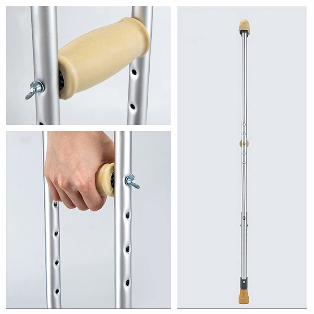 NGD Ultraligeras Muletas Ortopédicas,Regulables en Altura - Muletas para Caminar para Hombres Mujeres,2 Unidades Muletas Axilares de Aluminio con Empuñadura Acolchada(Plateada)