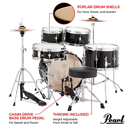 Pearl RSJ465C/C708 Véritable batterie acoustique débutant pour enfants – Grindstone Sparkle - Les Beatles, Paul McCartney, John Lennon, RIngo Starr, George Harrison Pearl RSJ465C/C708 Véritable batterie acoustique débutant pour enfants - Grindstone Sparkle – Image 4