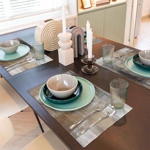Xalogeer PLACE-MAT-4PS-WHITE BROWN Farmhouse Placemats Set Of 4 Modern Abstract White Brown Art Painting Linen Washable Place Mats Rectangle Cloth Table Mat For Party Kitchen Dining Decoration Indoor Outdoor thumb #5