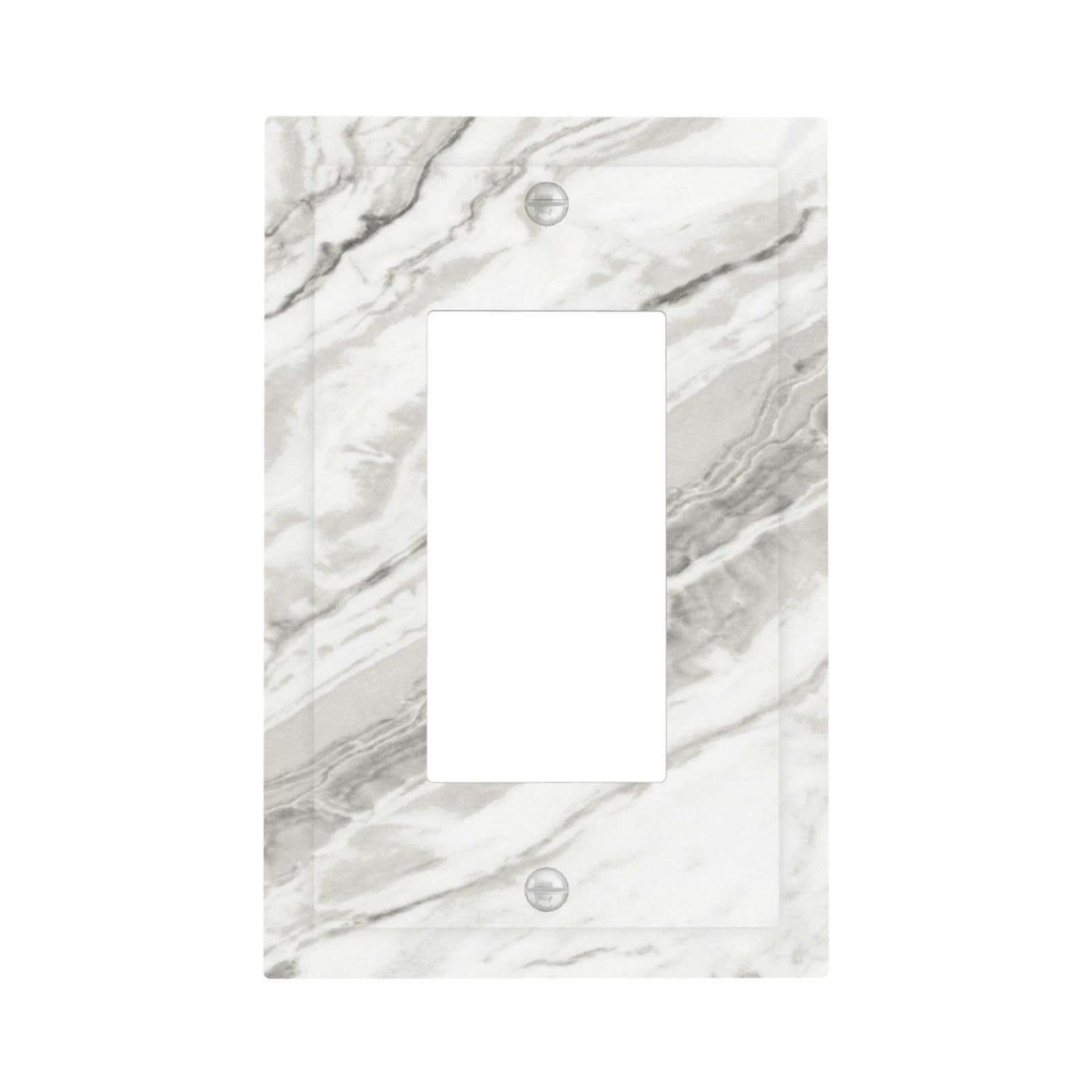 Modern White Grey Cream Marble 1 Gang Outlet Decorator Light Switch Wall Plate Cover Faceplate Decorative Switchplate Rocker/GFCI Outlet Cover