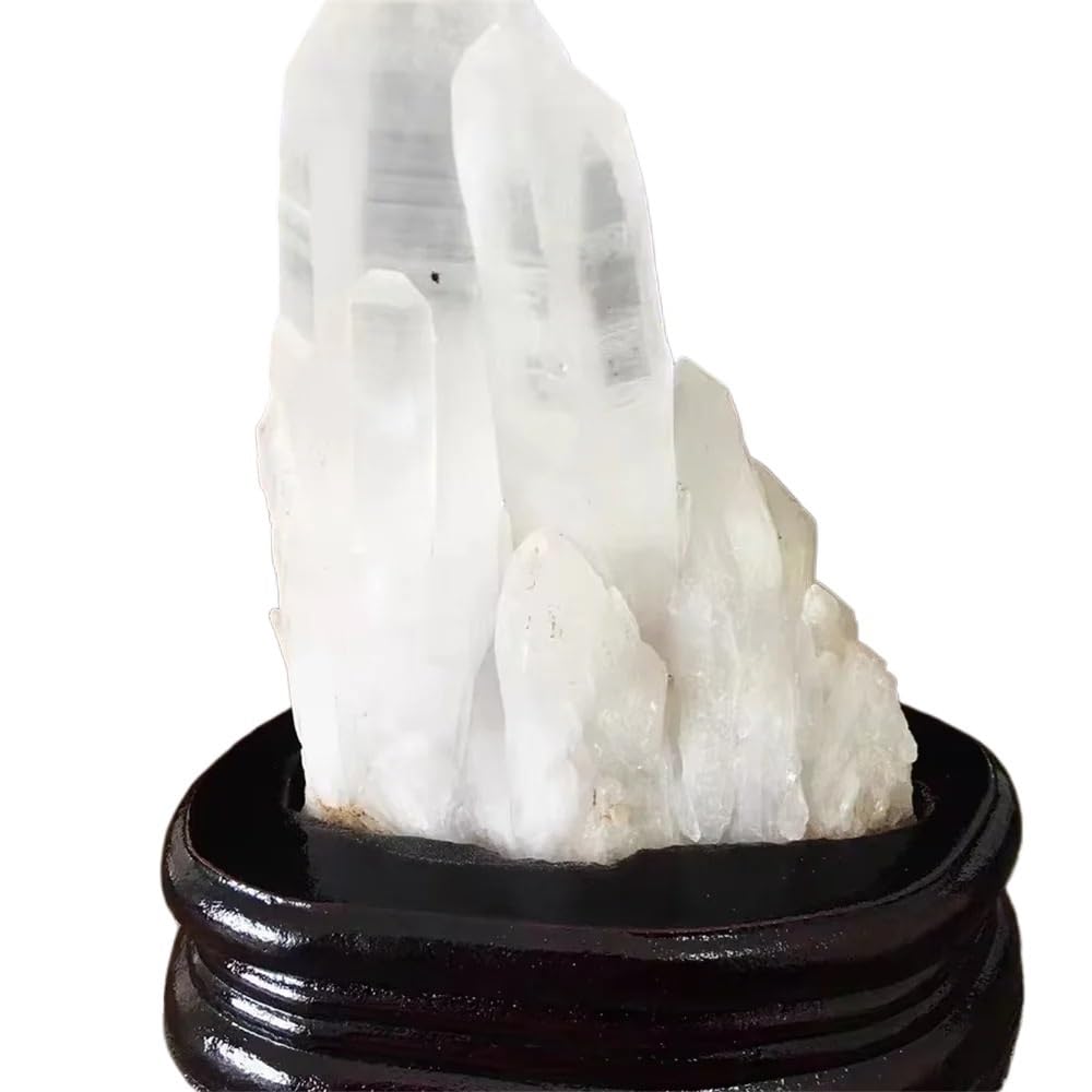 AARTERZZA 1pc 510-600g Transparent White Crystal Ore Cluster Quartz Tower Home Gem Office Degaussing Decoration