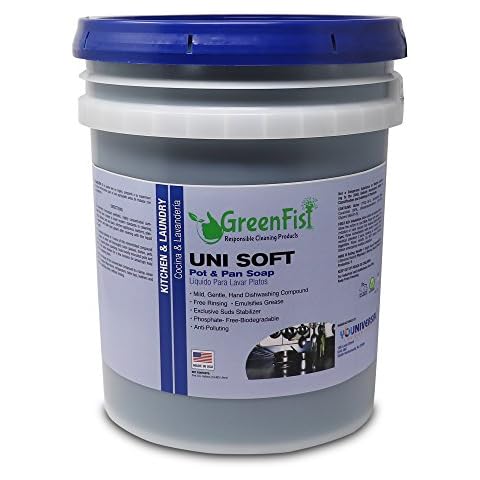 GreenFist Dish Soap Professional Detergent Liquid Pot & Pan Dish-Wash - Light or Heavy Use, 5 Gallon Cover