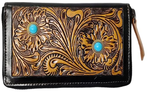 JF Reitsport Unisex Geldbörse/Clutch aus echtem Leder im Western-Cowboy-Stil, Braun