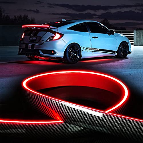 Goodream Light Up Car Spoiler, Universal Exterior Rear Roof Spoiler Tail Wing Splitter Carbon Fiber Accessories Led Strip Lights For Cars Driving Brake Turn Signal Running Warning Trim Lamp (4.26Ft) #TOP9