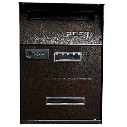 Buzón Rural para Exterior, de Pared, Resistente a la Lluvia, con Cerradura de contraseña, de Metal, 20,3 x 10,1 x 33 cm, de Acero galvanizado (marrón) (A)