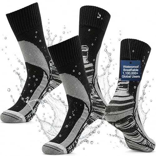 RANDY SUN 2 Pairs Waterproof Skiing Socks, Unisex Moisture Wicking Breathable Hiking Camping Cycling...