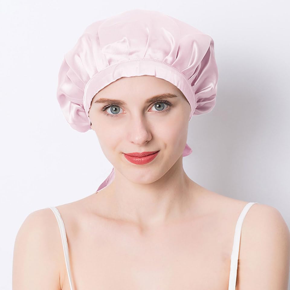 KALLORY Adjustable Silk Sleeping Bonnet for Women Soft Breathable Sleep Cap