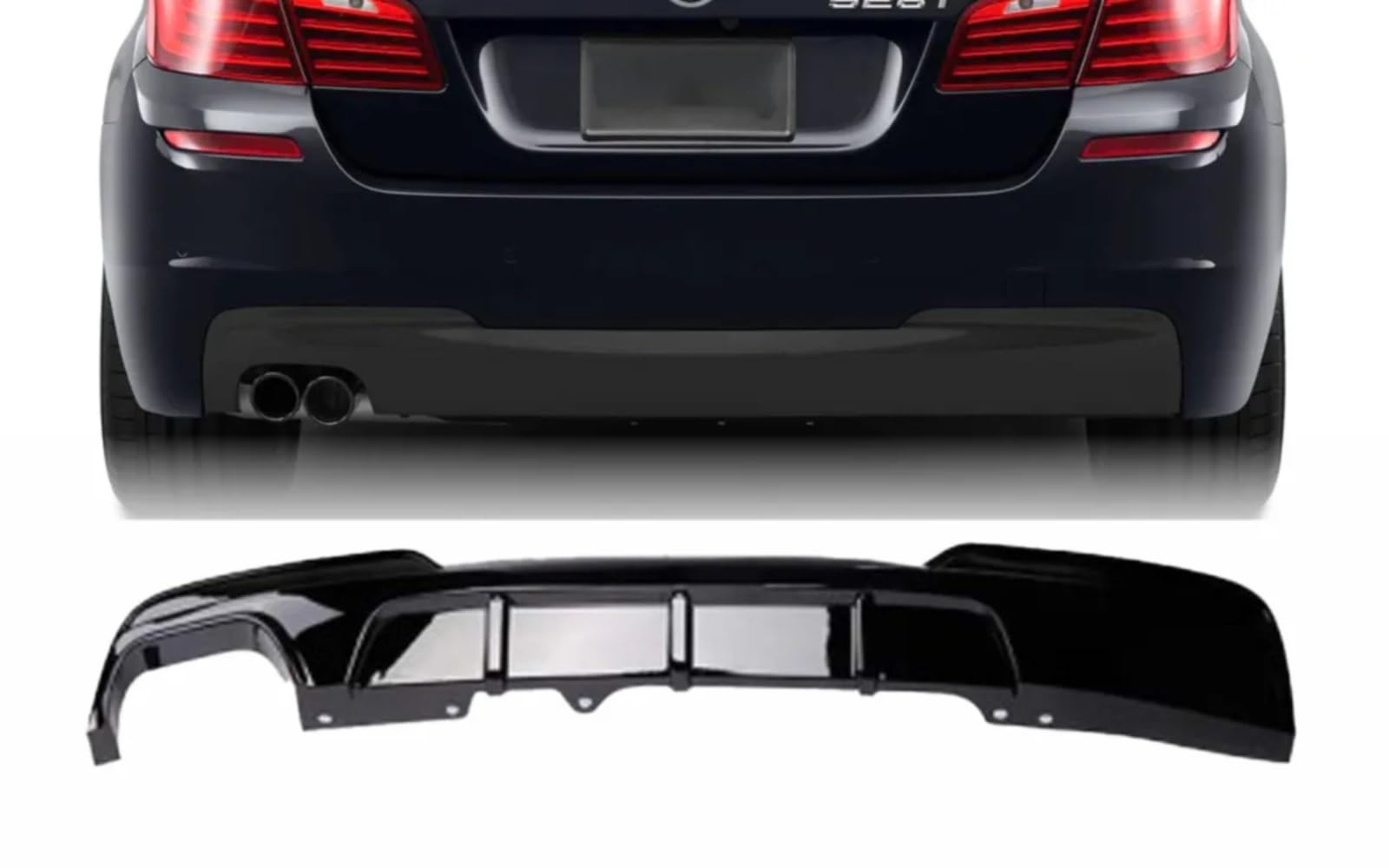 MpTuned BMW F10 F11 Diffusore lucido nero per 5er 2010–2017 520i, 523i, 528i, 518d, 520d, 525d, 530d