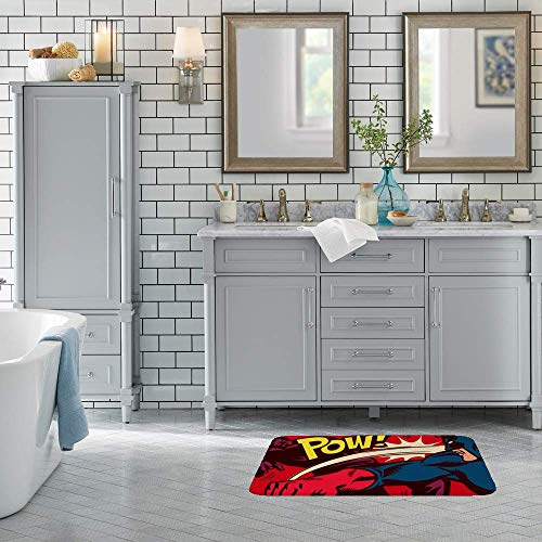 HaoXiang Superman - Felpudo de Bienvenida, de Forro Polar, para Puerta de Porche, Garaje, jardín, Cocina, baño, 31 x 20 Inch
