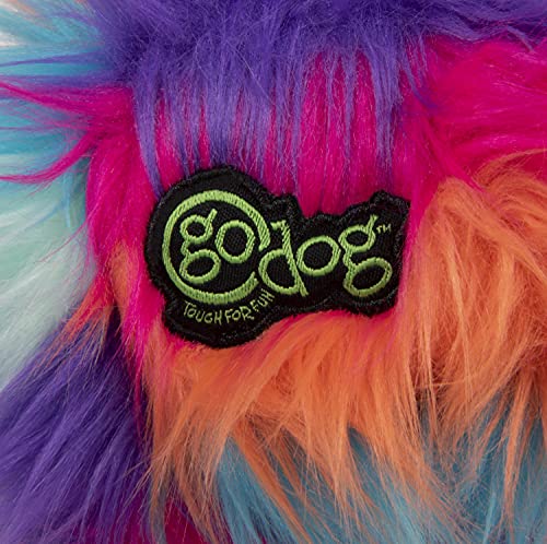 Godog Furballz Squeaky Plush Ball Dog Toy, Chew Guard Technology - Cool Rainbow, Small #TOP6