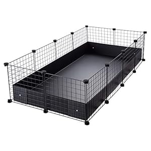 CagesCubes CyC Grote kooi voor cavia‘s (2 x 4 panelen in zwart) + zwarte basis van kanaalplaat