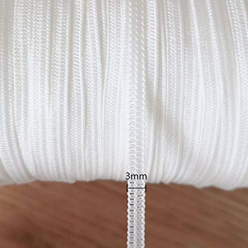 Elastic for Sewing 1/8 inch Elastic Cord Wide Braided Stretch Strap for DIY Sewing Crafting 140 Yards Flat (White, 3mm)