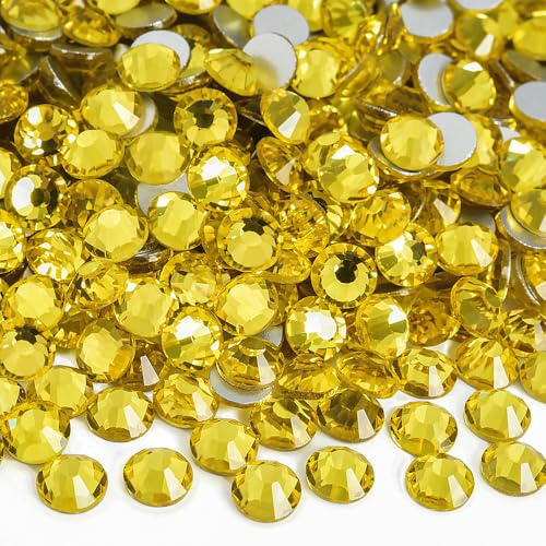 Image of 1440 Pieces SS16 /3.8-4mm Flat Back Crystal Rhinestones Round Gems for Nail Art,Citrine