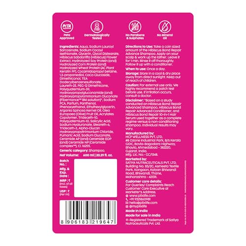 Image of PLIX - THE PLANT FIX Hibiscus Bond Repair Advanced Shampoo for Damaged, Frizzy Hair | Repair Hair Molecular Structure | 3X Strength for Breakage Prevention | FiberHance & Hibiscus Extract | Men & Women | 600ml