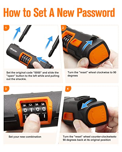 Ndakter Bike U Lock,4-Digit Resettable Combination Heavy Duty Anti-Theft Bike Locks,14.6Mm Keyless Bicycle Lock With 7.5" X 4.5" Large Interior Lock Dimensions For Bikes Motorcycle Scooter #TOP5