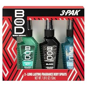 BOD man Body Spray Gift Set, Black, Fresh Guy, Blue Surf, 3 Piece