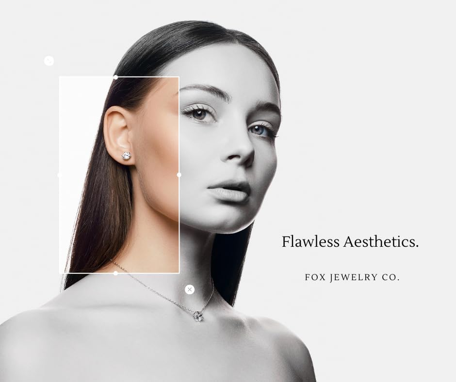 Diamond Earrings For Women, Diamond Stud Earrings For Men, 14k White Gold 1ct - 2 carat Princess, Heart, Round Cut Screw Back Earrings VVS1 D-E Color [Simulated Diamond] Fox Jewelry Co - Image 4