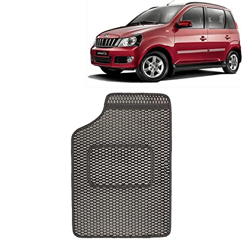 Image of Kingsway Dotted Design Car Floor Foot Mats Universal Fit for Mahindra Quanto, Model Year : 2012 Onwards, Water and Dustproof, Color Black, Set of 5 Pieces