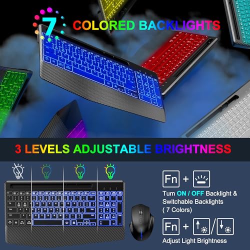 Xsutic Wireless Keyboard And Mouse, Ergonomic Keyboard Mouse - Rgb Backlit thumb #2