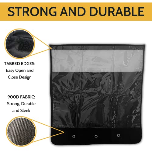 Image of Slimline Mail Slot Catcher for Door (20.4 inch W x 20 inch D), Letterbox Catcher for Glass, Wood & Metal Doors - Strong Adhesive, Indoor Post Catcher for Small Packages & Magazines (Black Transparent)