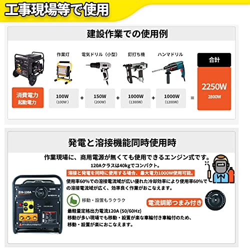 zinnore エンジン溶接機 ZIN-120A の商品画像 5