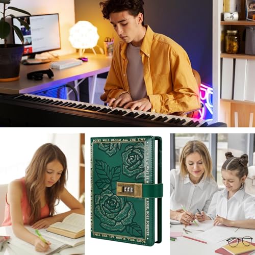 Carnet de notes B6 en cuir de qualité supérieure avec serrure secrète robuste