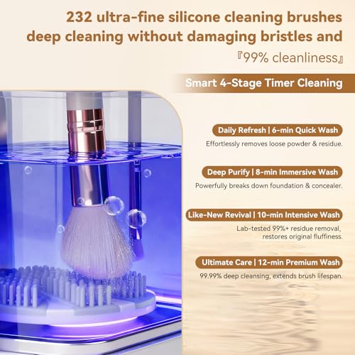 Image of 5-in-1 Electric Makeup Brush Cleaner & Dryer Machine- Portable Automatic USB Cosmetic Brushes Cleaner Tool with Deep-Clean Silicone Brush for All Size Brushes (Contour, Eyeshadow, Blush)