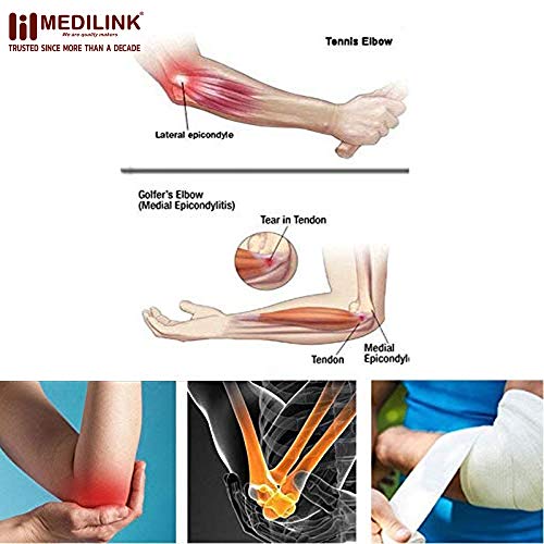 Image of MedilinkTennis elbow support strap for men and women gym workout - elbow brace strap, elbow protector with Compression Pad,elbow support for badminton (1 pc)