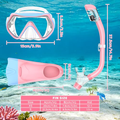 Snorkel para Niños con Máscara Antivaho, Snorkel Dry Top y Aletas de Silicona miniatura 2
