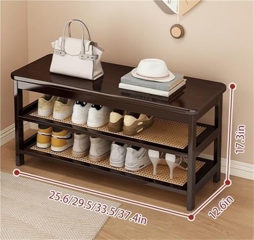 Banc à chaussures compact 3 niveaux avec coussin d'assise amovible