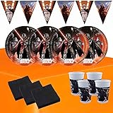 8 vasos de plástico Star Wars de 200 ml y 1 banderín de 2,3 m
