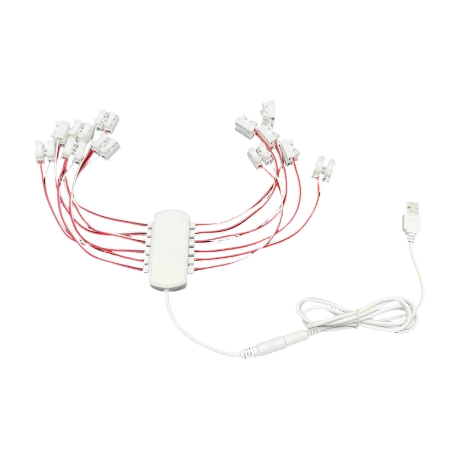 ＡＷＨＡＯ Model Lamp Wiring 5V USB Power Supply Hub Distributor Street Lighting System Accessories Made of PP Suitable for Model Railway Layouts Miniature Scene, 12 Ports