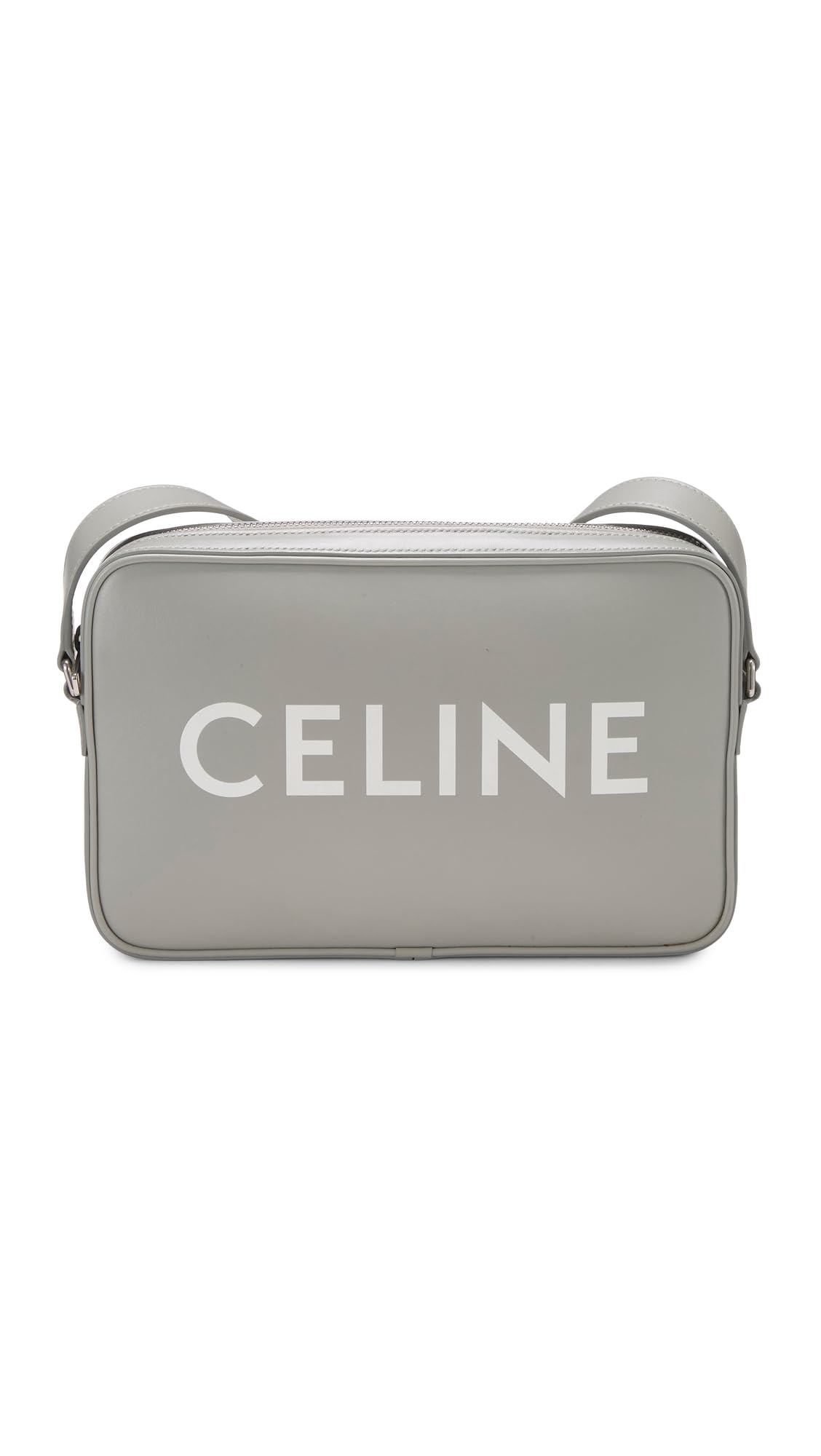 Celine Womens Pre-Loved Grey Calfskin Logo Medium Messenger Bag Grey One Size