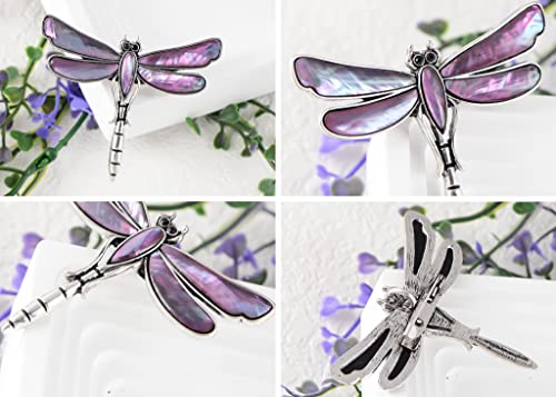 Image of Alilang Dragonfly Brooch Retro Silver Tone Abalone Shell Versatile Brooch Pin Accessories