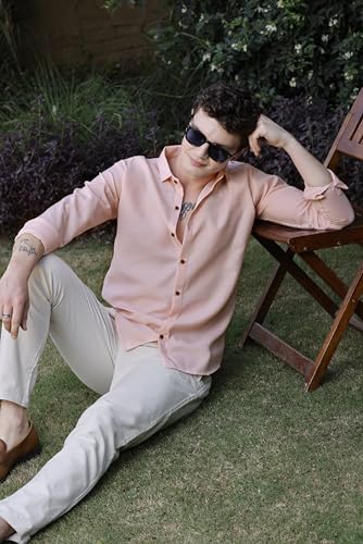 Image of Zilcon Linen Shirts for Men Casual Button Down Long Sleeve Shirt Solid Summer Beach Hawaiian Shirts