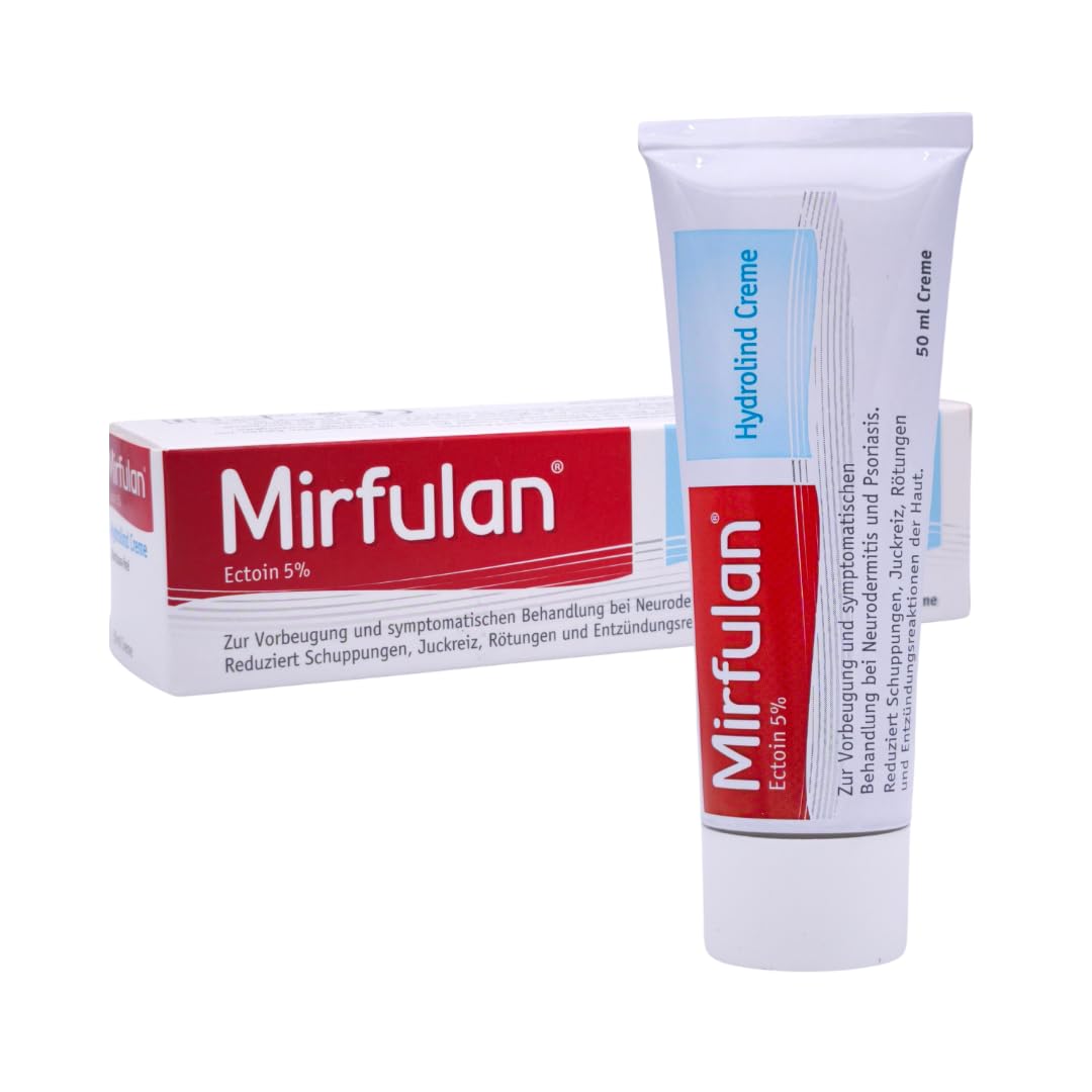 Mirfulan Hydrolind Creme 50 ml - Pflegecreme für Trockene, Schuppige & Empfindliche Haut mit 5% Ectoin & Urea - Feuchtigkeitsspendend, Schnell Einziehend, ohne Parfüm - mit Pharma Perle Duschgel (3x)