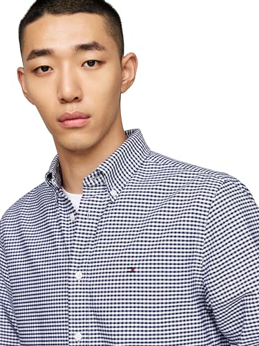 Image of Tommy Hilfiger Men's Long Sleeve Oxford Shirts in Regular Fit, Men's Button Down Shirts, Also Available in Big and Tall