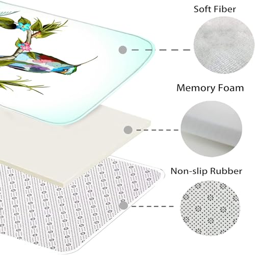 Badezimmerteppich Set Kolibri-Blume Badgarnitur 3 Teilig Mikrofaser Badematten Set rutschfest U FöRmige Duschvorleger Super weich, Schnell Trocknend WC-Garnitur Teppich – Bild 6