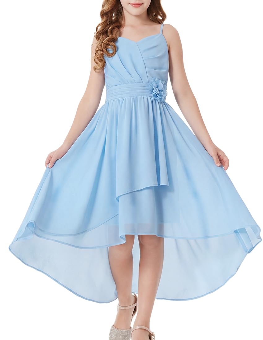 GRACE KARIN Girls Formal Party Chiffon Shirred High Low Dress