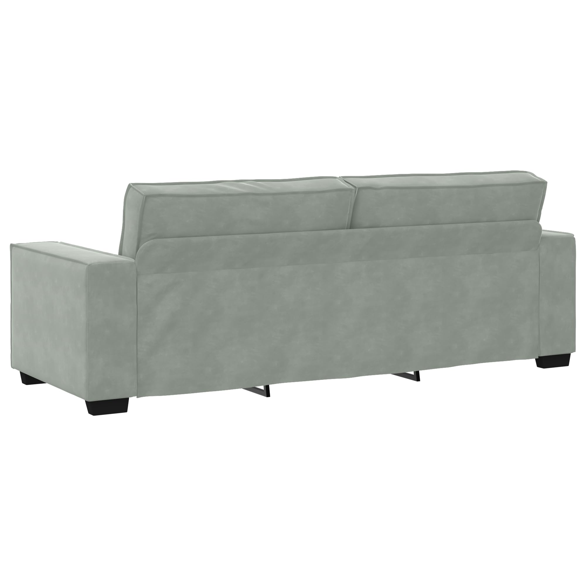 3-częściowy komplet mebli z poduszkami, jasnoszary, aksamitny – 3-osobowa sofa z miękkiego aksamitu zapewnia przytulną atmosferę, stabilna rama ze sklejki i metalu, szerokie podłokietniki