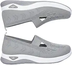 Tênis Ortopédico Feminino Confortável em Tecido Respirável, Suporte de Arco, Sola Macia, Para Caminhada e Corrida, CINZA (Nº 36 ao 39)