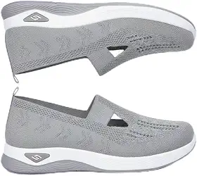 Tênis Ortopédico Feminino Confortável em Tecido Respirável, Suporte de Arco, Sola Macia, Para Caminhada e Corrida, CINZA (Nº 36 ao 39)