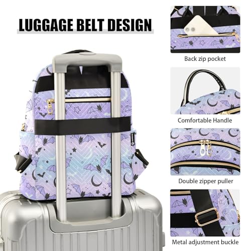 Image of Mini Backpack Purple Bat Moon Fashion Backpack Purse for Women,Handbag Shoulder Bag Casual Daypack, Ladies Gift for College Work (S)