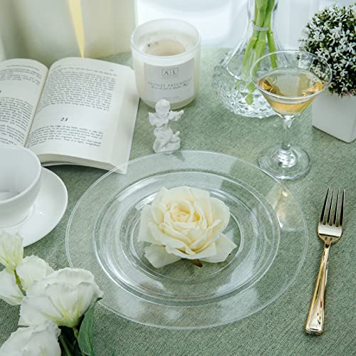 Flowercat 60Pcs Clear Plastic Plates - Disposable Clear Plates Heavy Duty For Party/Wedding - Include 30Pcs 10.25Inch Clear Dinner Plates And 30Pcs 7.5Inch Clear Dessert/Salad Plates #TOP1