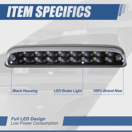 Image of Auto Dynasty LED Third Brake Light for 93-11 Ford Ranger F-250 Super Duty | Dual Row 3rd Brake Light for 93-11 Ranger F-250 F-350 F-450 F-550 Super Duty, High Mount Stop Light Cargo Lamp, Black Housing